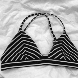 Target striped, cross back bikini top